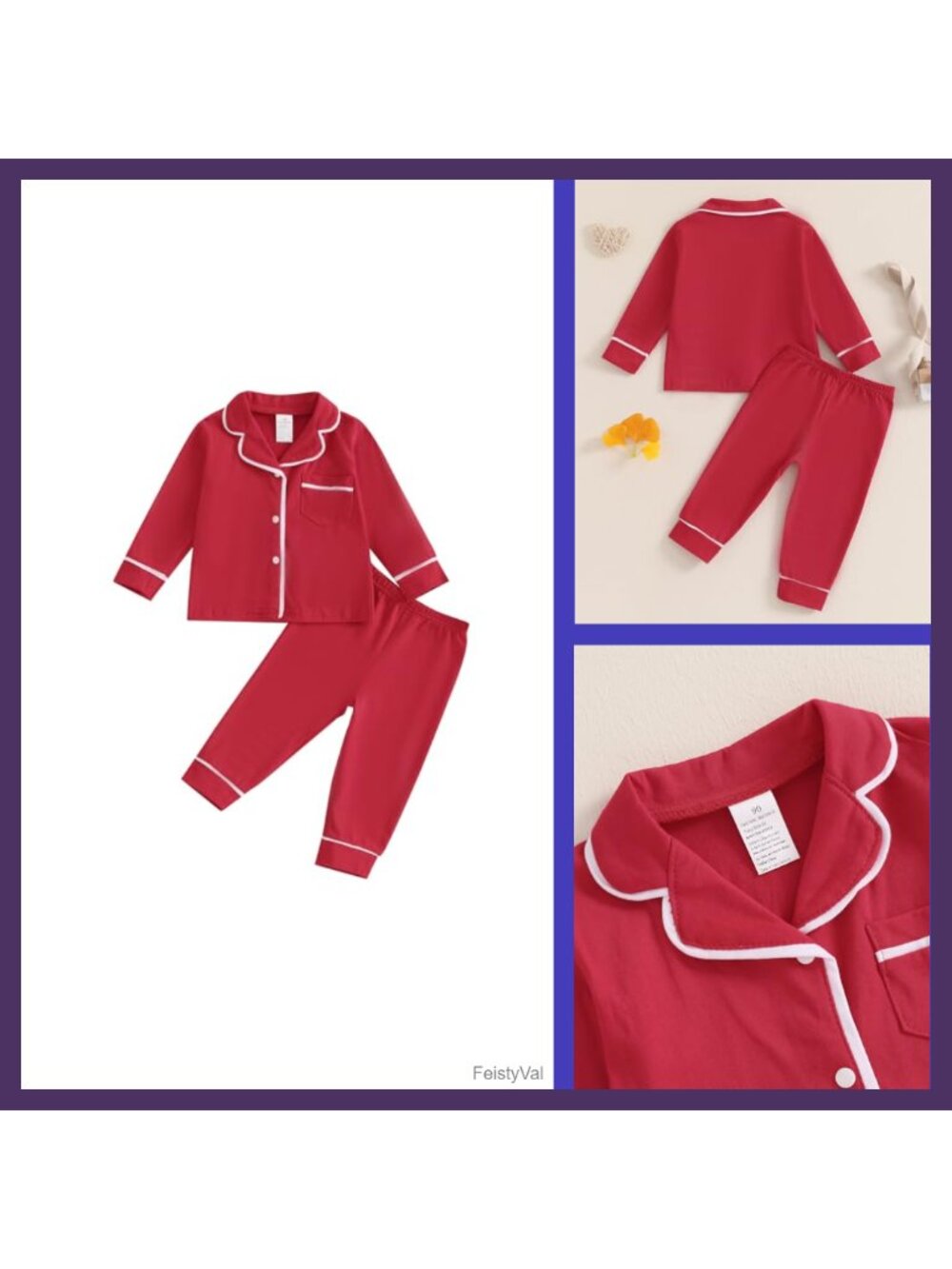 Toddler Cotton Button Down Pajama Set 2-Piece Shirt & Pants